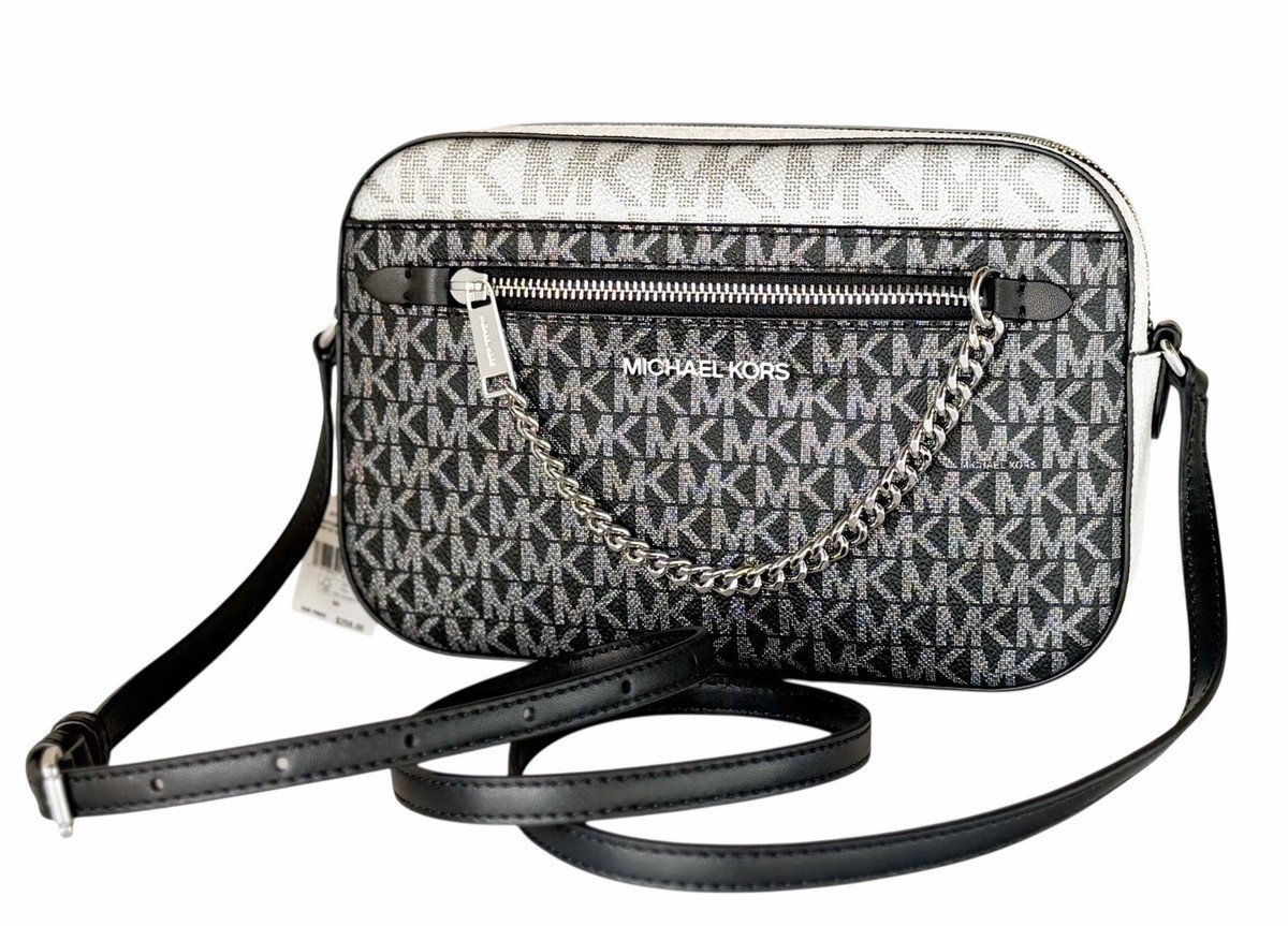 Michael Kors Jet Set Item Zip Chain Crossbody Bag MK Silver