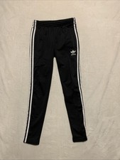 Adidas Women's XS Black White Striped Zip Ankles Pockets Track Jogger Pants