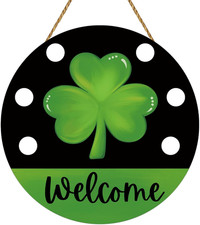St. Patrick's Day Wooden Shamrock Wreath for Front Door and Indoor Decor