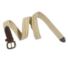 Trafalgar Womens Size M Woven Brass Buckle Made In USA Heart Shape Tip Belt