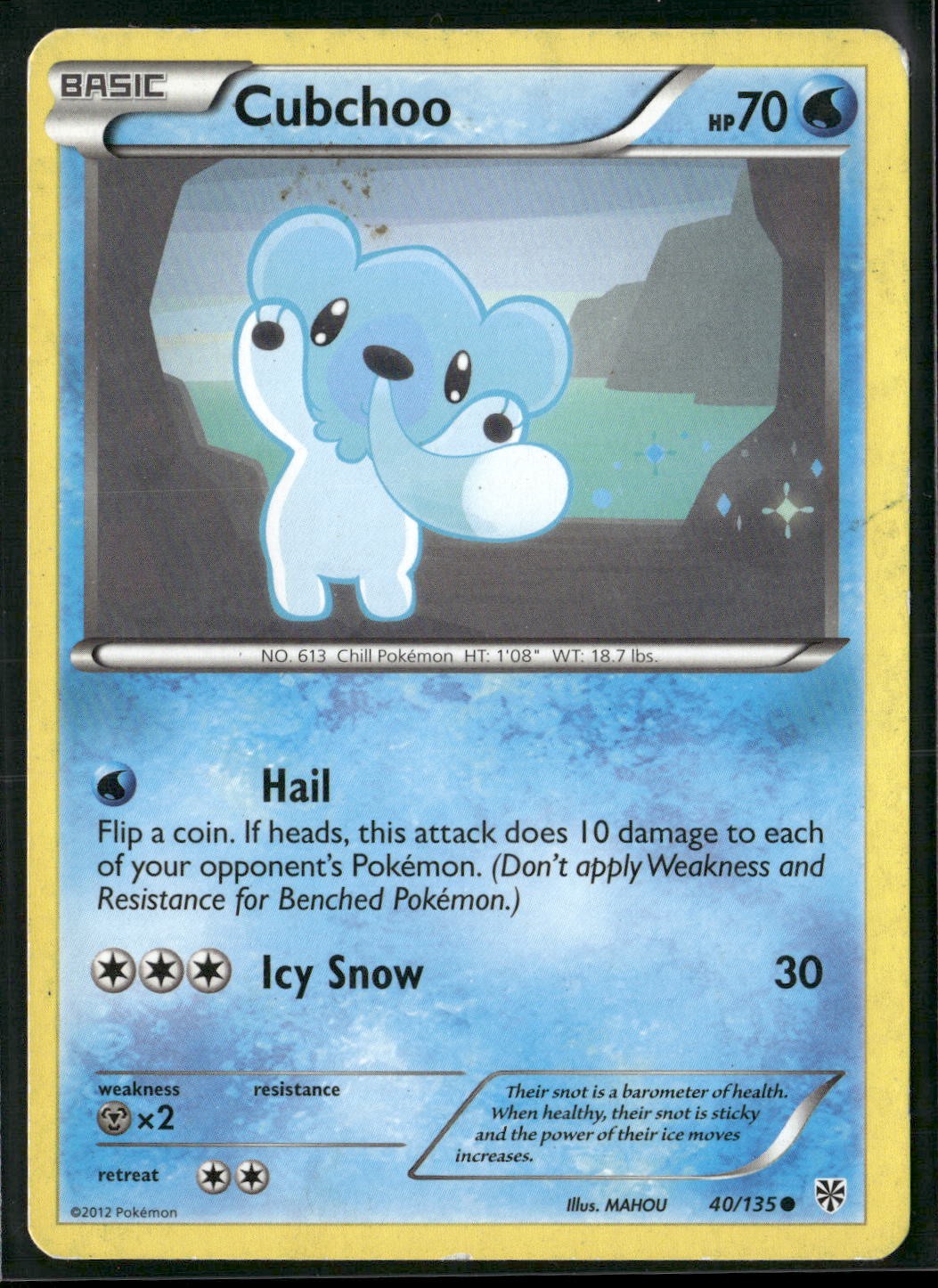 Cubchoo 40/135 Common Plasma Storm Pokemon Heavily Played