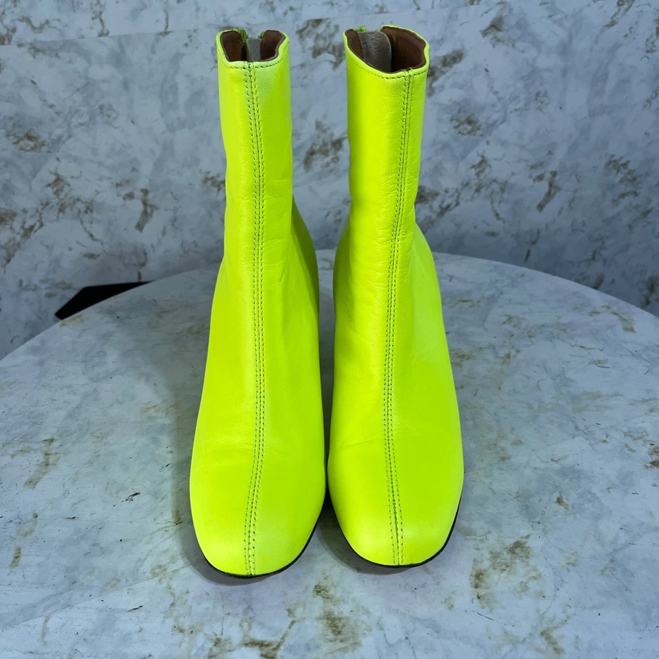 Free People 40 女式 9.5M 码鞋绿色皮革拉链时尚踝靴 — 第 3/4 张图片