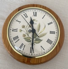 Wall Clock Quartz Battery Operated Works Well Pine Back