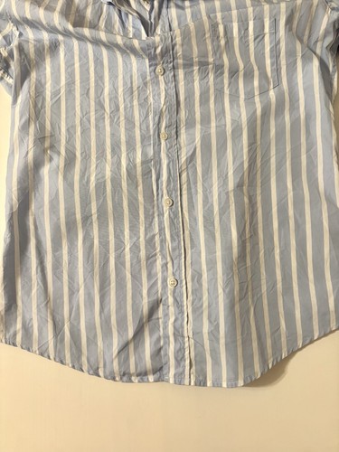 Frank & Eileen Billy Jean Button Up Short Sleeve Top Blue White Stripes Large - Picture 14 of 17