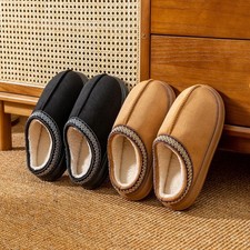 Men's Plush Fleece Lined Slippers Winter Shoes Thick EVA Sole Non-Slip Footwear