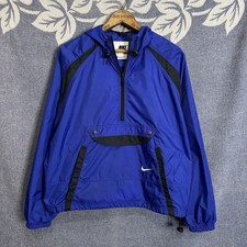 Nike Windbreaker 1/4 Zip Youth Medium 8-10 Navy Blue Long Sleeve VTG 90s Y2K