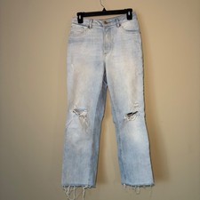 EXPRESS Curvy Mom Jeans Light Wash Distressed...