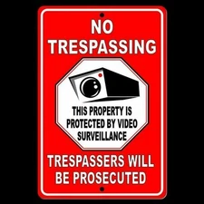 Property Protected By Video Surveillance Warning Security Camera Sign Metal S029