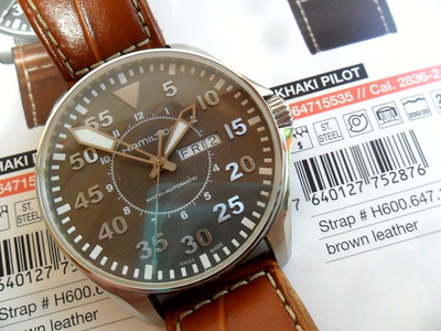 46 mm S/S Men's Hamilton Khaki Pilot 25 Jewel Swiss Automatic Watch H647150 Runs