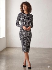 Express Black & White Leopard Print Sweater Midi Dress – XXS