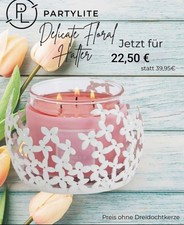 Partylite Kerzenhalter Delicate Floral für Teelichter, Votivkerzen, Duftwachs