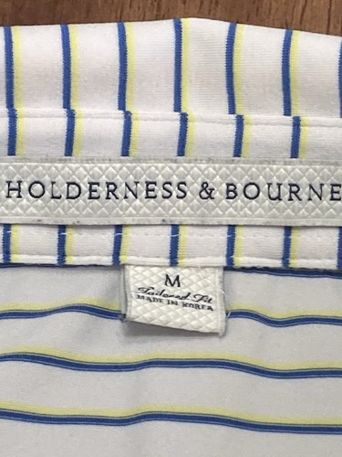 Holderness & Bourne The Maxwell Tailored Fit Striped Polo Shirt Sz M Logo - Picture 5 of 21
