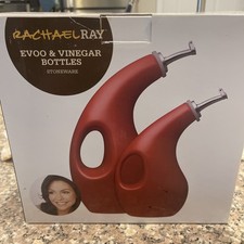 Rachael Ray Serveware EVOO & Vinegar Stoneware Bottle Set Red 53253