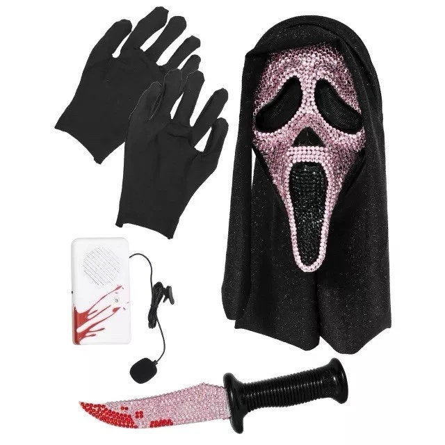 [01831825] Spirit Halloween Ghost Face Pink Bling Costume Kit One Size Fits Most