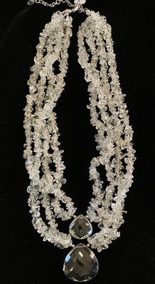 925 Sterling Silver Barse Clear Crystal Beaded Necklace 