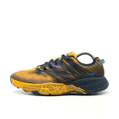 Hoka One Herren Speedgoat 4 Sportschuhe Gelb Blau Mesh Laufschuhe EU 43 1/3
