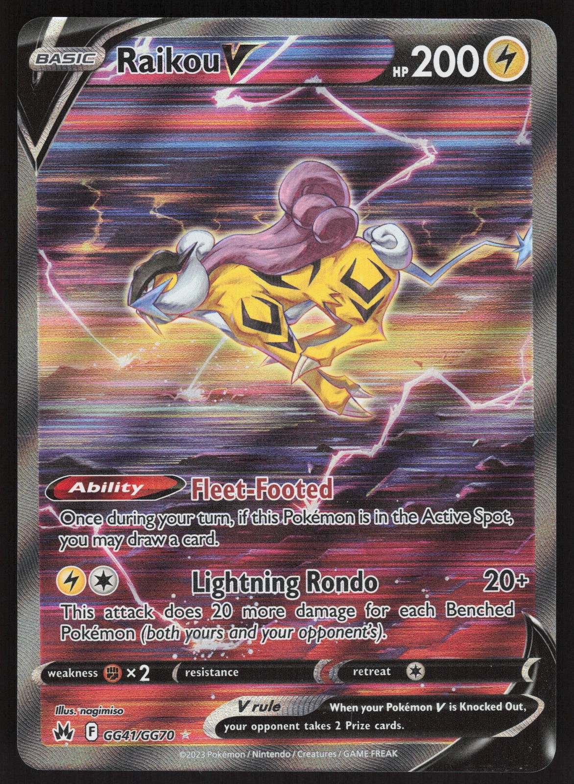 Pokemon Raikou V Ultra Rare GG41/GG70 SWSH: Crown Zenith: Galarian Gallery Ho...
