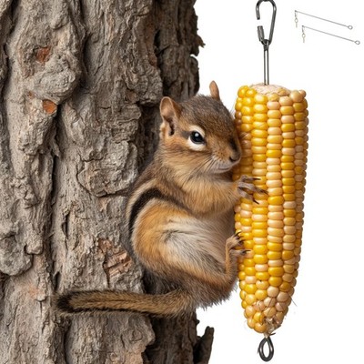 2PCS Squirrel Feeder for Outside, Hanging Corn Cobs Holder for Squirrels Chip...