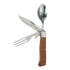 Adventure Chef Folding Camp Utensil - Full-Sized Steak Knife, Fork, Spoon + B...