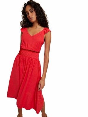 NATION LTD Mina Ruffle Cherrybomb Pima Cotton Empire Waist Size XXL Midi Dress