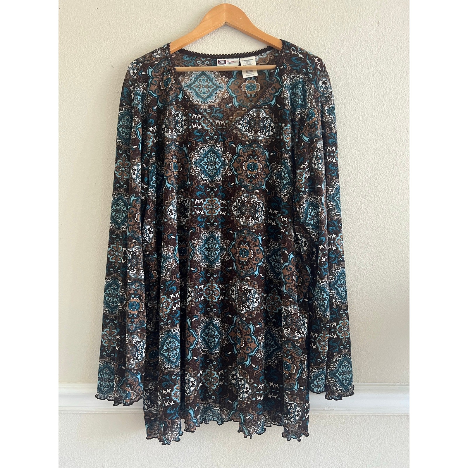 Faded Glory Vintage Peasant Flare Sleeve Paisley 4X Whimsigoth Boho