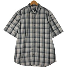 Used Carhartt Check Pattern Short Sleeve Work Shirt Men's XL