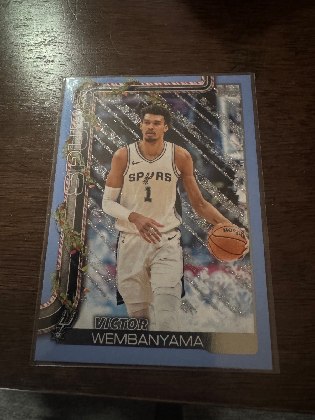 2025 Topps Holiday - Victor Wembanyama #H156 Holiday Light Blue & White Glitter