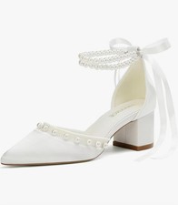 Bridal shoes with pearl ribbon accents size 7.5