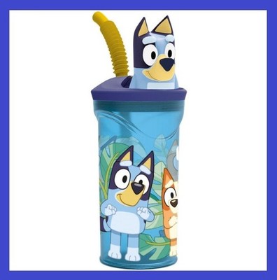 Lates Design Bluey 3D Figur 360ML Trinkbecher Flasche & erweiterbarer Strohhalm