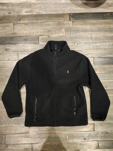 Polo Ralph Lauren Black Fleece Jacket Boys Size 8 With Little Red Pony - Picture 2 of 4