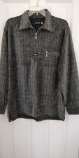 Mens 1/4 Quarter Zip Pullover Long Sleeve Sweatshirt Gray Size Large
