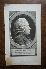 GUILLAUME-THOMAS RAYNAL (1713-1796). PORTRAIT ENGRAVING 18th century FRENCH HISTORIANS