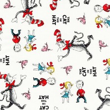 1 1/6 Yards Dr Seuss The Cat in The Hat Characters Toss Cotton Fabric