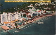MIAMI BEACH Florida Postcard Collins Avenue and 63rd Street" Aerial View Linen