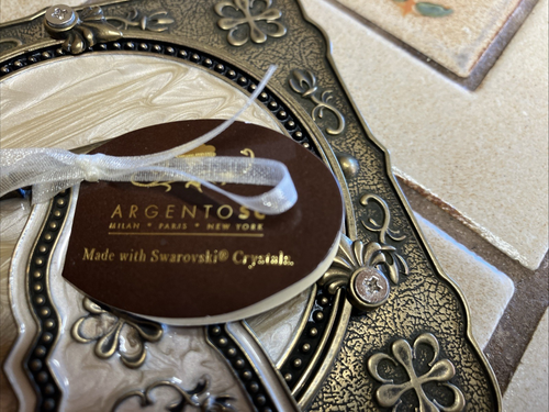 ARGENTO SC ENAMEL 4" SQUARE PHOTO FRAME WITH SWAROVSKI CRYSTALS NEW WITH TAG - Picture 6 of 8