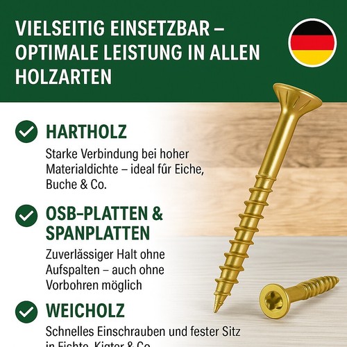 Spanplattenschrauben Holzschrauben Teilgewinde 3x12 bis 6x300 Holzschraube - Afbeelding 2 van 6