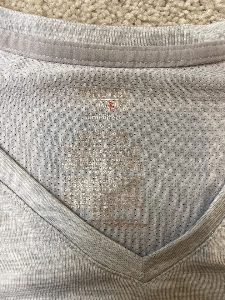 Danskin теперь серый короткий рукав активная рубашка верхний v шеи полу облегающий женский размер M - Изображение 2 из 4