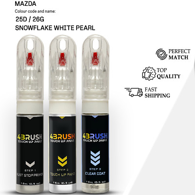 for MAZDA 25D/26G SNOWFLAKE WHITE PEARL Touch Up Paint Scratch Repair Remove Kit