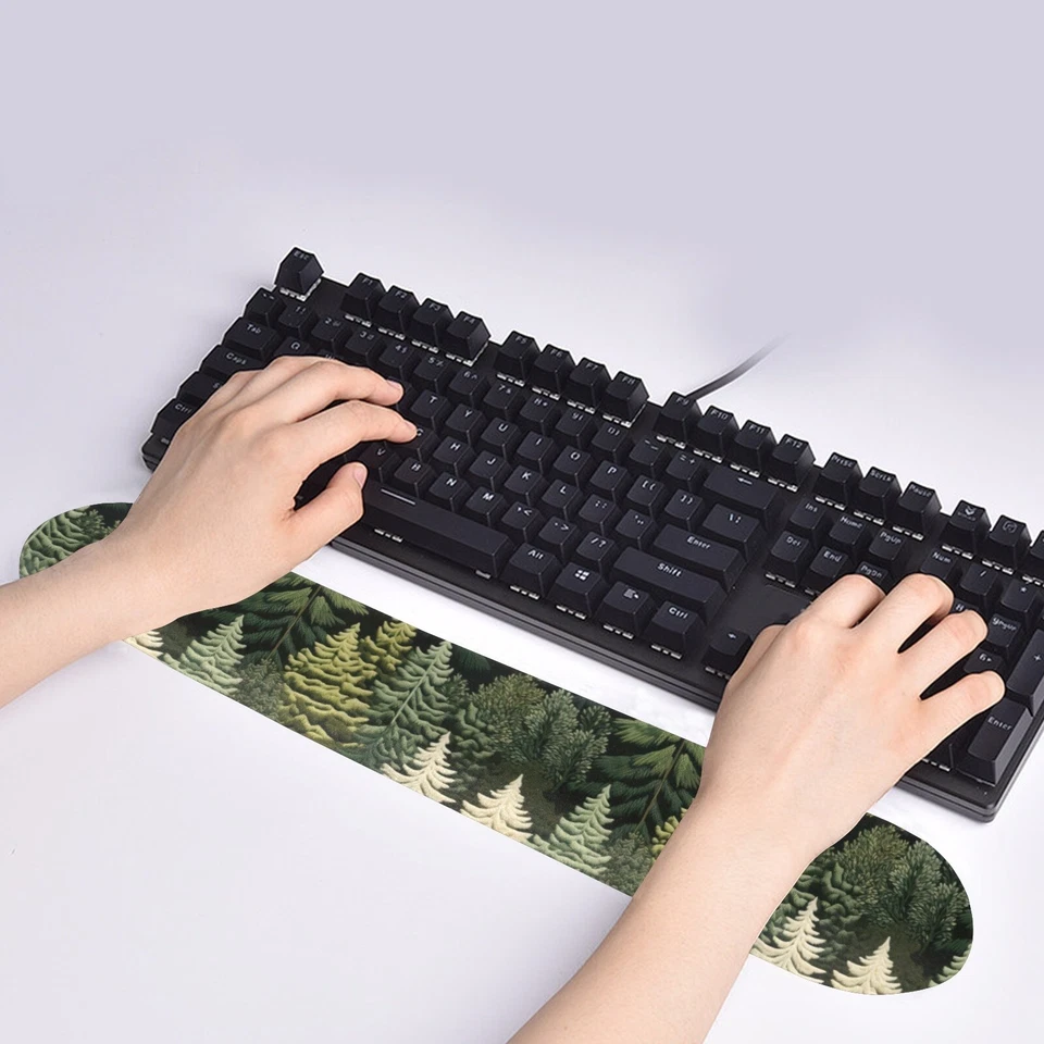 Green Tree Forest Keyboard Wrist Rest Computer Gaming Office Accessory Gift - Image 2 of 4