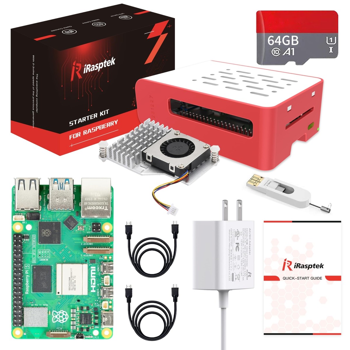 iRasptek Starter Kit for Raspberry Pi 5 RAM 8GB -Pre-Loaded with