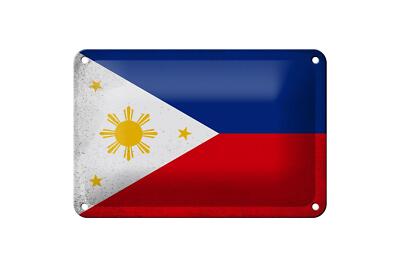 Blechschild Flagge Philippinen 18x12 cm Philippines Vintage Deko Schild