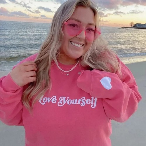 Sunkissed Coconut Comfort Colors Pink Love Yourself Sweatshirt Size XL - Picture 3 of 5