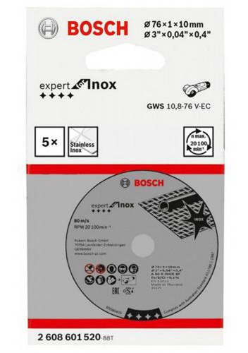 Bosch Lama Disco da Taglio per GWS 10,8-76V-EC 76mm x 10mm Tracciamento dato - Foto 4 di 9
