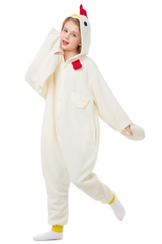White Chicken One-piece Pajamas for Boys and Girls Cosplay Costumes Homewear - Picture 24 of 55