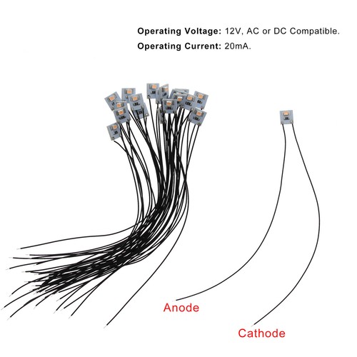 20pcs Pre Wired SMD 3528 LEDs Blue Lamp Light Set 12V 20cm Wire DD00B - Picture 5 of 7