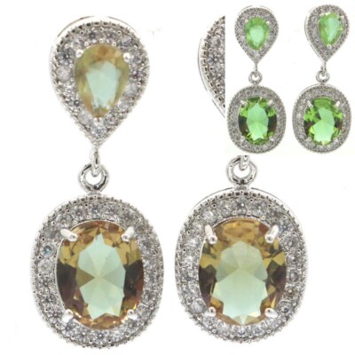 Buy 4 Get 1 Free 6.6g Color Changing Zultanitet CZ Women Dating Silver Earrings