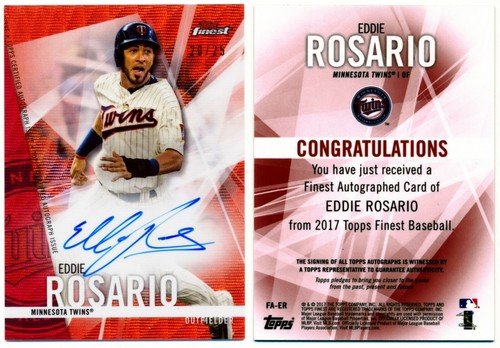 2017 Finest EDDIE ROSARIO RED WAVE REFRACTOR AUTO - 20/25 - His Jersey # 1/1