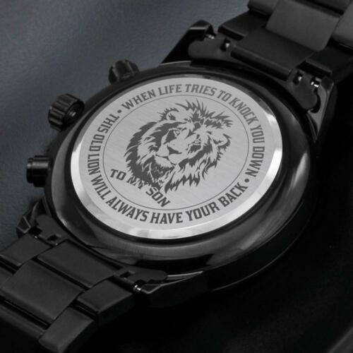 Montre-bracelet chronographe cadeau To My Son ce vieux lion aura toujours votre dos - Photo 1 sur 5