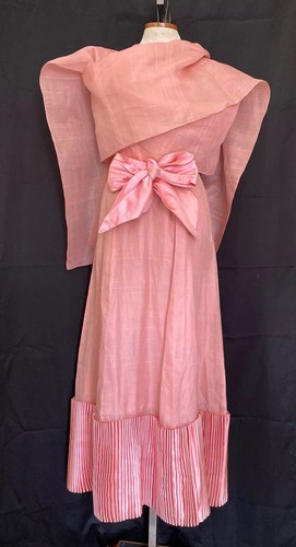 Vtg 60s BONWIT TELLER Dress Salmón Cocktail Bridal Maxi Strapless Silk Shantung - Picture 7 of 9
