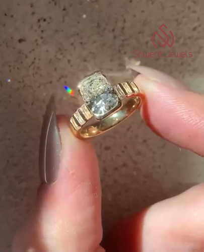 2.60 Ct Elongated Cushion & Baguette Lab Grown Diamond 10K Gold Engagement Ring - Video 1 of 1